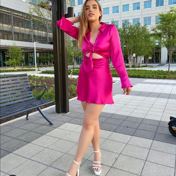 Zara SATIN EFFECT MINI DRESS - Picture 15 of 16